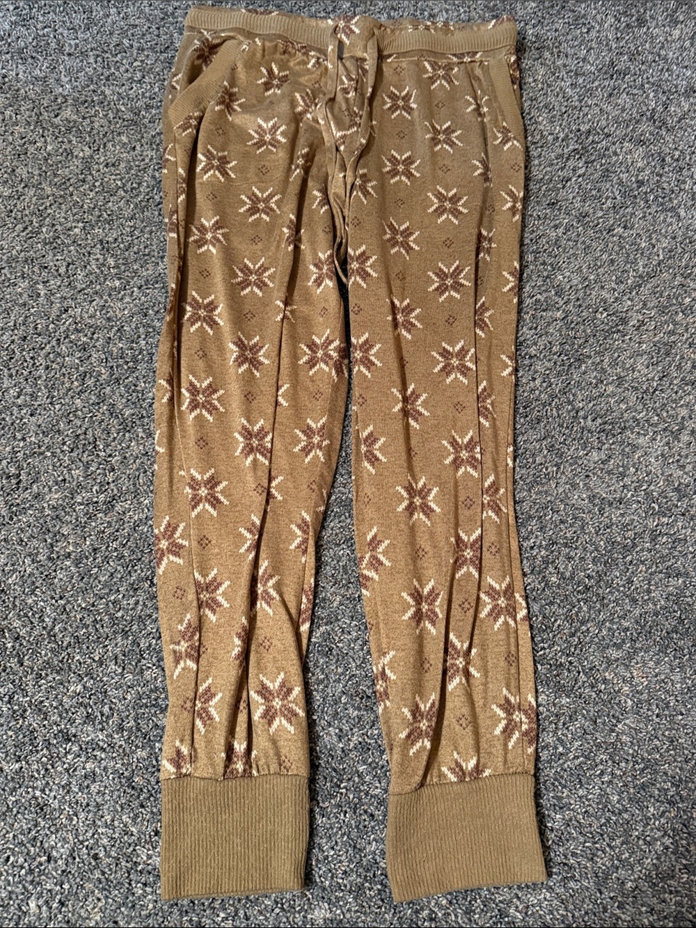 Cozy Women's Pajama Pants in Brown Snowflake Print